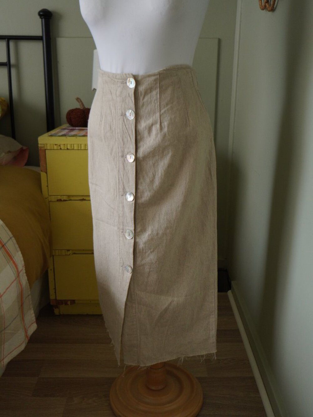 natural fibre cotton/ linen maxi XL skirt